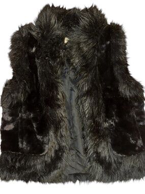 NWOT LOFT Black Faux Fur Open Front Vest